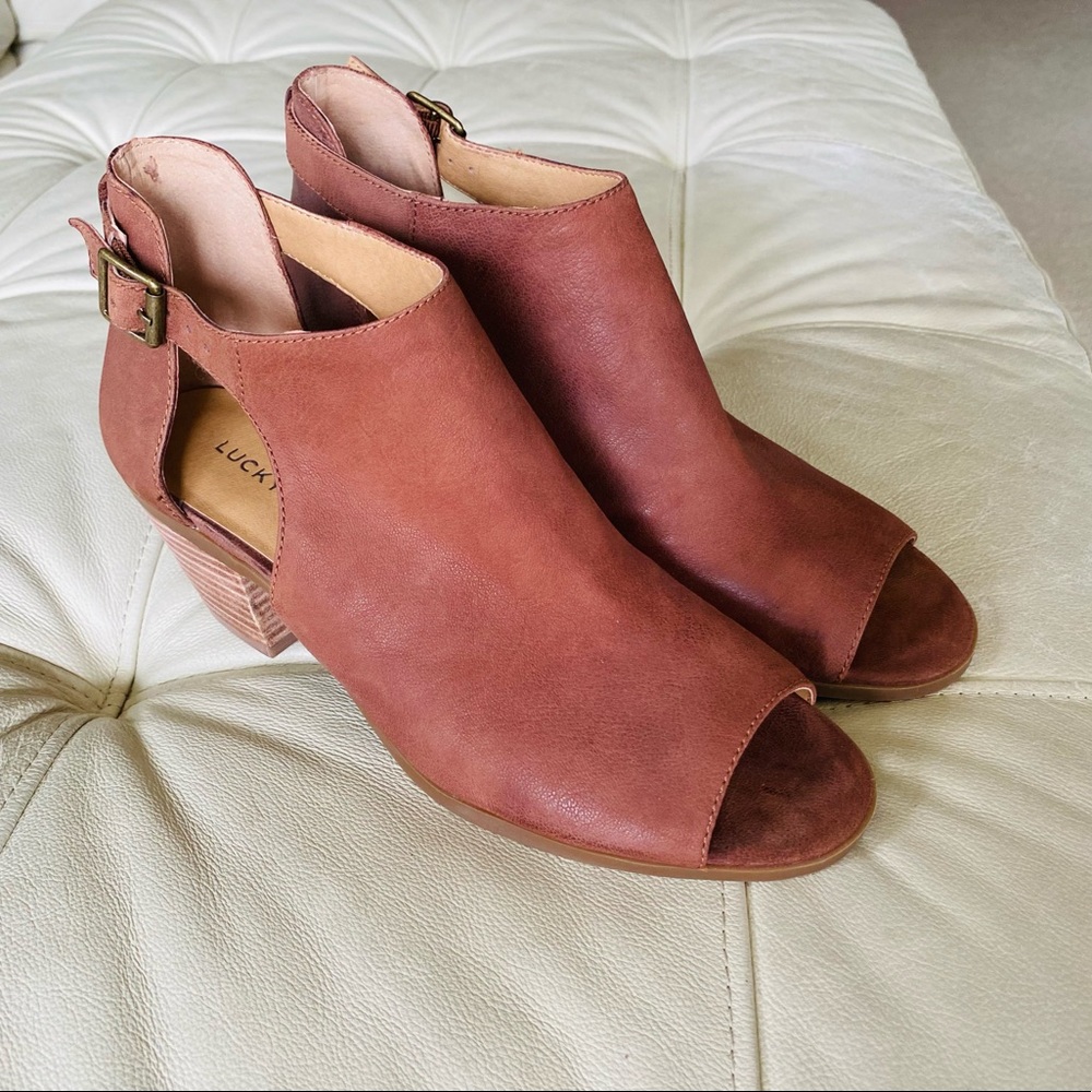Lucky Open-Toe Booties (8.5) Like New